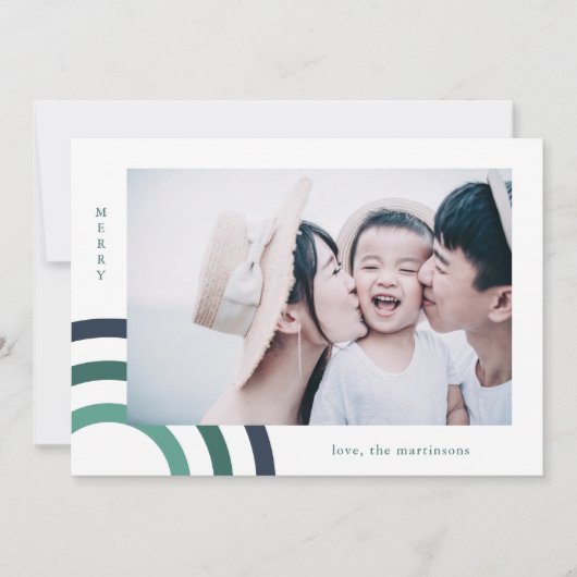 Modern Merry Blue Holiday Foto (Voorkant)