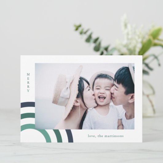 Modern Merry Blue Holiday Foto (Staand voorkant)