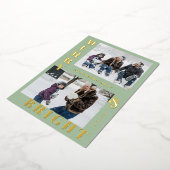 Modern Merry & Bright 2 Photo Sage Elegant Folie Feestdagenkaart (Gedraaid)