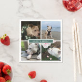 Modern Merry & Bright 4 Photos Grid Paper Servet (Insitu)