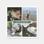 Modern Merry & Bright 4 Photos Grid Paper Servet (Voorkant)