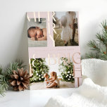 Modern Merry & Bright Bold Typografie 3 Fotoroze Folie Feestdagenkaart<br><div class="desc">Stuur je vakantiewaanzin naar je familie en vrienden met onze moderne en elegante bruine en felle roos gouden feestkaart. Het ontwerp is voorzien van 'Merry & Bright', ontworpen in een stijlvol, gedurfd design, dat een unieke lijst is van een drie foto-indeling om uw speciale familiefoto's weer te geven. Design by...</div>