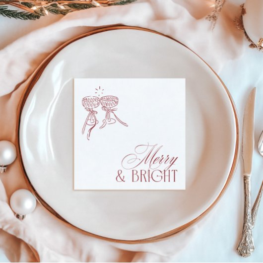 Modern Merry & Bright Christmas Holiday Party Servet