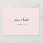 Modern Merry & Bright Christmas Roze en Zwart Feestdagenkaart (Voorkant)