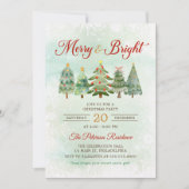 Modern Merry & Bright Christmas Tree Party Kaart (Voorkant)