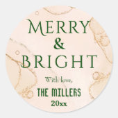 Modern Merry & Bright eenvoudig schattig vet kerst Ronde Sticker (Voorkant)