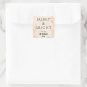 Modern Merry & Bright eenvoudig schattig vet kerst Vierkante Sticker (Tas)