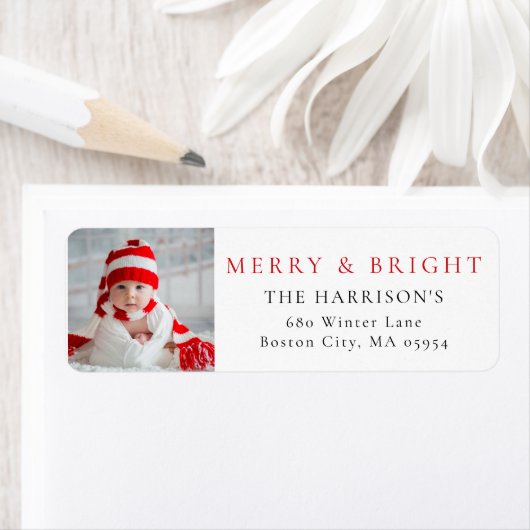 Modern Merry & Bright Foto Adres Etiket (Insitu)