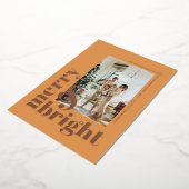 Modern Merry & Bright Foto Kerstmis Goud Folie Feestdagenkaart (Gedraaid)