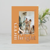 Modern Merry & Bright Foto Kerstmis Goud Folie Feestdagenkaart (Staand Voorkant)