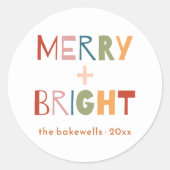 Modern Merry & Bright Fun Kleurrijk Ronde Sticker (Voorkant)
