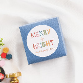 Modern Merry & Bright Fun Kleurrijk Ronde Sticker