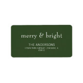 Modern Merry & Bright Green Holiday Adres Label (Voorkant)