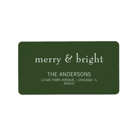 Modern Merry & Bright Green Holiday Adres Label (Voorkant)