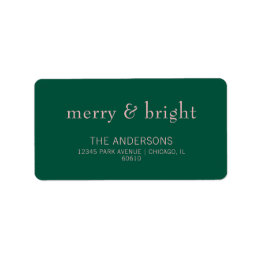 Modern Merry & Bright Holiday Adres Groen & Roze Etiket