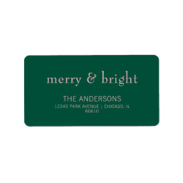 Modern Merry & Bright Holiday Adres Groen & Roze Etiket