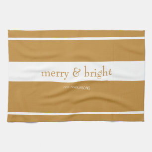 Modern Merry & Bright Holiday Gold Theedoek