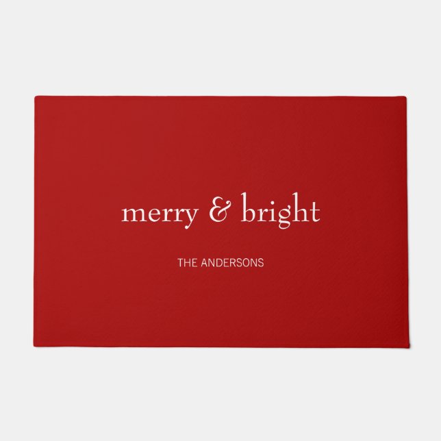 Modern Merry & Bright Holiday Red Deurmat (Voorkant)