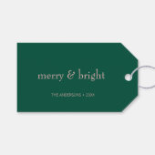 Modern Merry & Bright Kerstfeestdag Groen Roze Cadeaulabel (Voorkant (Horizontaal))
