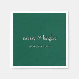 Modern Merry & Bright Kerstfeestdag Groen Roze Servet