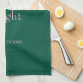 Modern Merry & Bright Kerstfeestdag Groen Roze Theedoek (Quarter Fold)