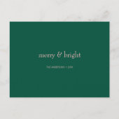Modern Merry & Bright Kerstgroen & Roze Feestdagenkaart (Voorkant)