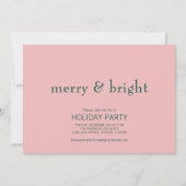 Modern Merry & Bright Kerstgroen & Roze Kaart (Voorkant)