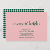 Modern Merry & Bright Kerstgroen & Roze Kaart (Voorkant / Achterkant)