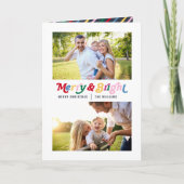 Modern Merry & Bright Kleurrijke Bright 2 foto Kaart (Voorkant)