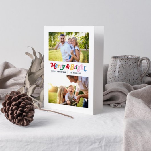 Modern Merry & Bright Kleurrijke Bright 2 foto Kaart