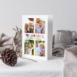 Modern Merry & Bright Kleurrijke Bright 4 Foto Kaart<br><div class="desc">Stap in de kerstsfeer met onze Modern Merry & Bright Kleurrijke Retro 4 Fotokaart! Deze kaart heeft een leuk patroon van vrolijk & helder geschreven in kleurrijke retro typografie, waardoor het perfect is voor alle kerstliefhebbers in je leven. Pas de voorkant van de kaart aan met uw 4 favoriete kerstfoto's...</div>