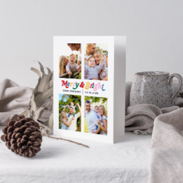 Modern Merry & Bright Kleurrijke Bright 4 Foto Kaart