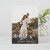 Modern Merry & Bright Photo plaid Tartan Feestdagenkaart (Staand voorkant)