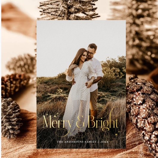 Modern Merry & Bright Photo plaid Tartan Folie Feestdagenkaart