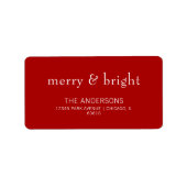 Modern Merry & Bright Red Holiday Adres Etiket (Voorkant)