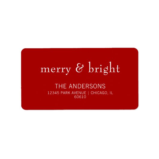 Modern Merry & Bright Red Holiday Adres Etiket (Voorkant)