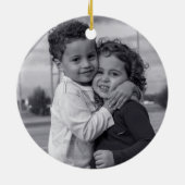 Modern Merry & Bright Red Kerstfeestdag Foto Keramisch Ornament (Achterkant)