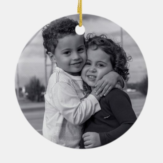 Modern Merry & Bright Red Kerstfeestdag Foto Keramisch Ornament (Achterkant)