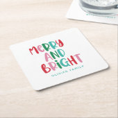 Modern Merry & Bright Retro Kleurrijke Kerst Ki Kartonnen Onderzetters (Schuin)