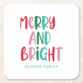 Modern Merry & Bright Retro Kleurrijke Kerst Ki Kartonnen Onderzetters (Voorkant)