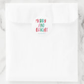 Modern Merry & Bright Retro Kleurrijke Kerst Ki Ronde Sticker (Tas)