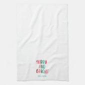 Modern Merry & Bright Retro Kleurrijke Kerst Ki Theedoek (Verticaal)