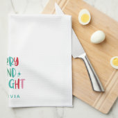 Modern Merry & Bright Retro Kleurrijke Kerst Ki Theedoek (Quarter Fold)