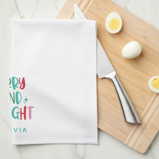 Modern Merry & Bright Retro Kleurrijke Kerst Ki Theedoek (Quarter Fold)