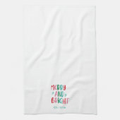 Modern Merry & Bright Retro Kleurrijke Kerst Ki Theedoek (Verticaal)