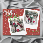 Modern Merry & Bright Rood Sneeuwvlok Foto Feestdagenkaart
