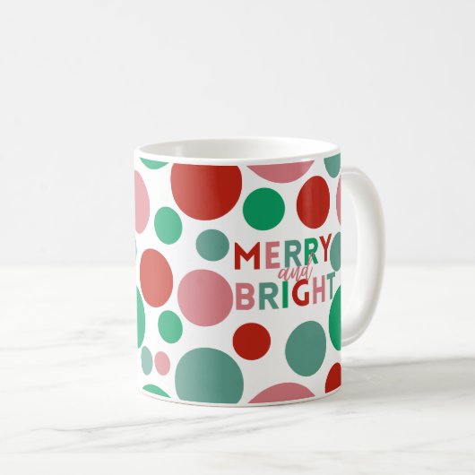 Modern Merry & Bright Simple Polka Dot Pattern Koffiemok (Voorkant rechts)