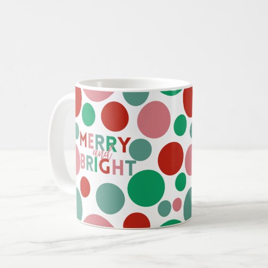 Modern Merry & Bright Simple Polka Dot Pattern Koffiemok (Voorkant links)