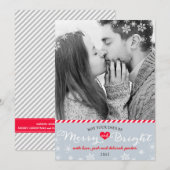 Modern Merry & Bright Snowflakes Holiday Foto Feestdagenkaart (Voorkant / Achterkant)