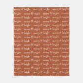 Modern Merry & Bright Terracotta Kerstfeestdag Fleece Deken (Voorkant)